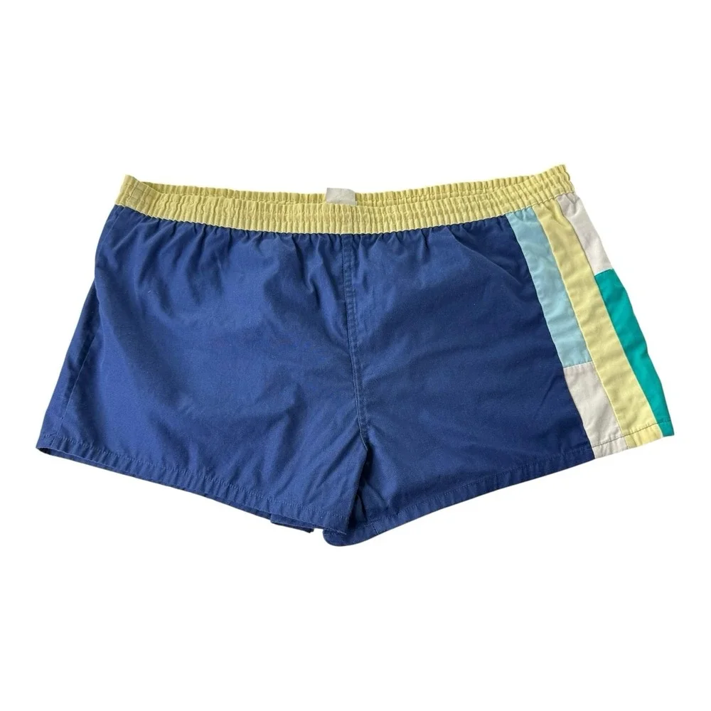 Vintage Ocean Delight Men's XL Blue Colorblock Swim Trunks Short Shorts
